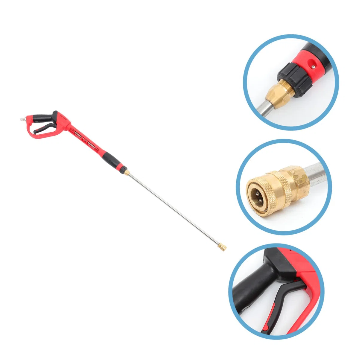 Alasum Pistola de Limpieza con Hidrolavadora M22 Roja de Cobre | Varilla de Extensión, Interfaz 1/4, Acero Inoxidable y Abs, Seguridad Antiarranque, Compatible con Gasolina