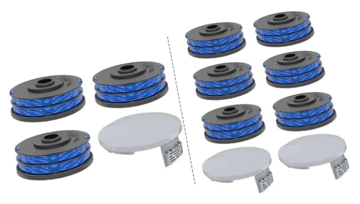 for Carrete de repuesto y cubierta for Ryobi RLT4027 RLT4125 RLT5027 RLT5127 RLT6030 RLT6130, accesorios for hilo de desbrozadora de césped(6+2)