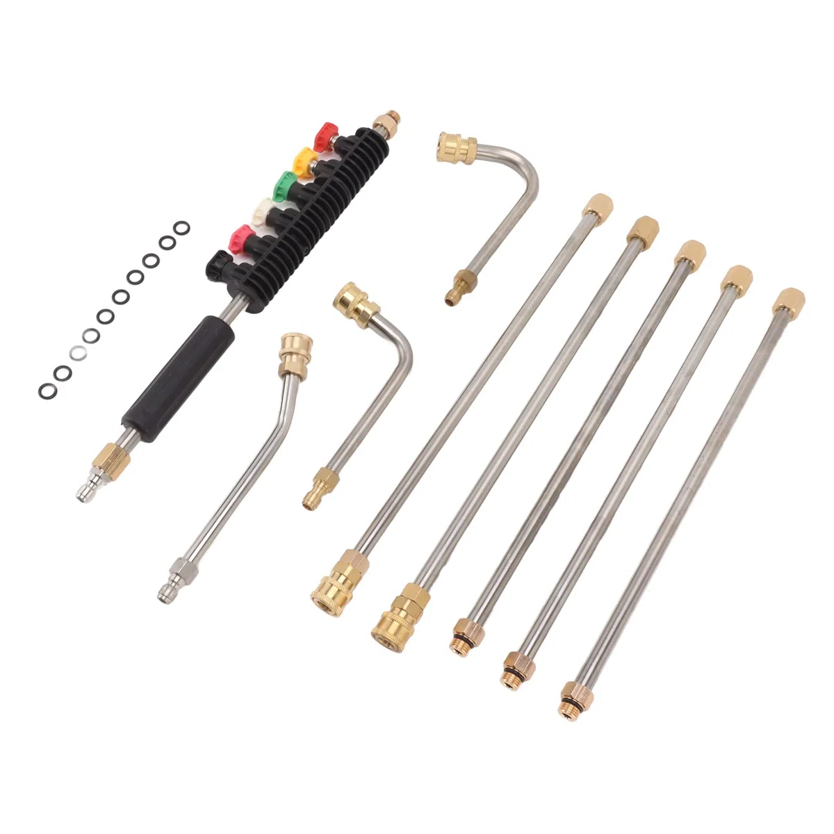 Aramox Juego de Varilla de Extensión para Lavadora a Presión, Lanza de Lavadora Eléctrica de Acero Inoxidable con 6 Boquillas, Conexión Rápida de 1 4 Pulgadas, 4000 PSI para Entradas, Automóviles,