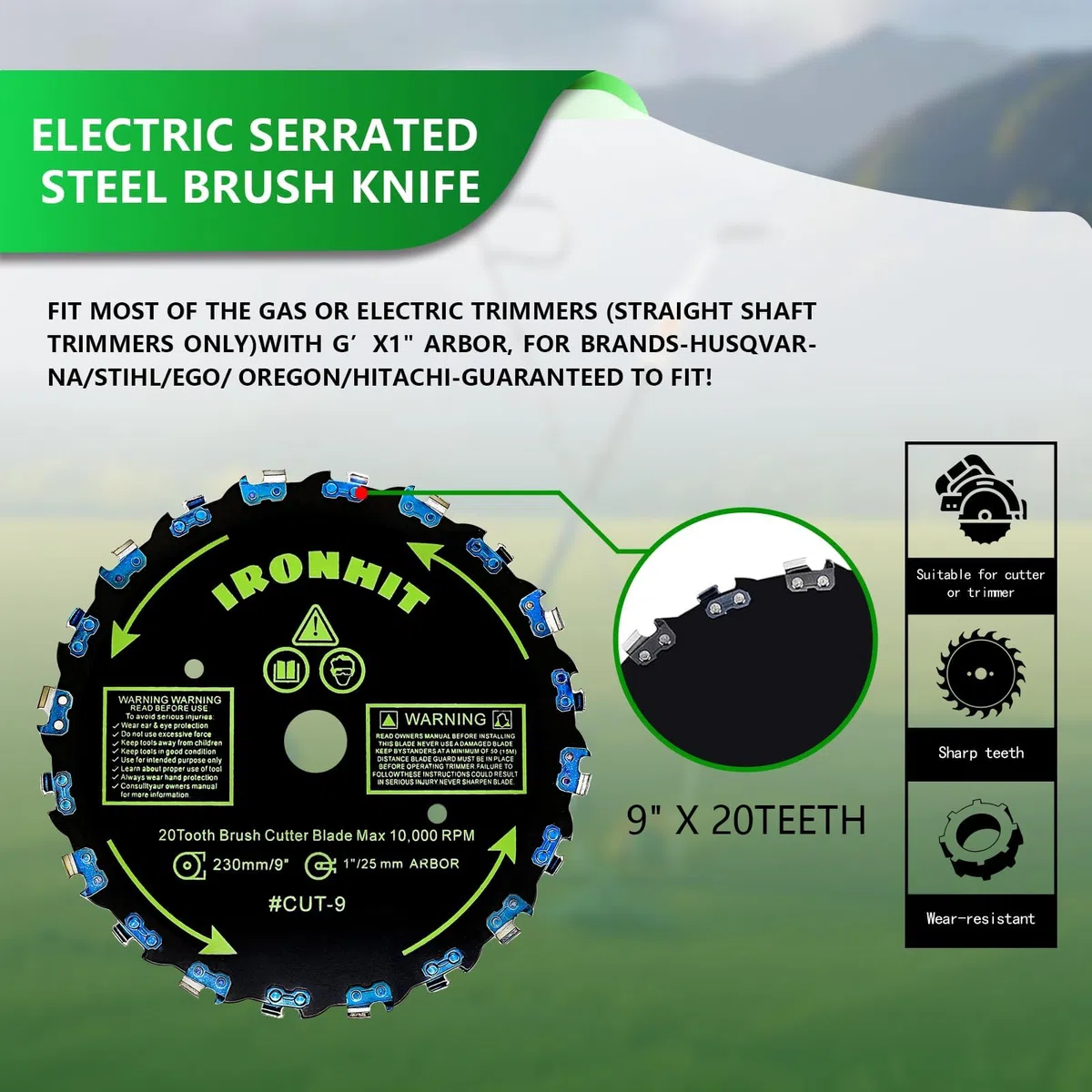 Cuchillas con punta de carburo de 9 pulgadas x 36 dientes, cortador de dientes de motosierra de 9 pulgadas x 20T, cuchillas de cepillo de punta de carburo de 10 pulgadas x 80T, con kit de