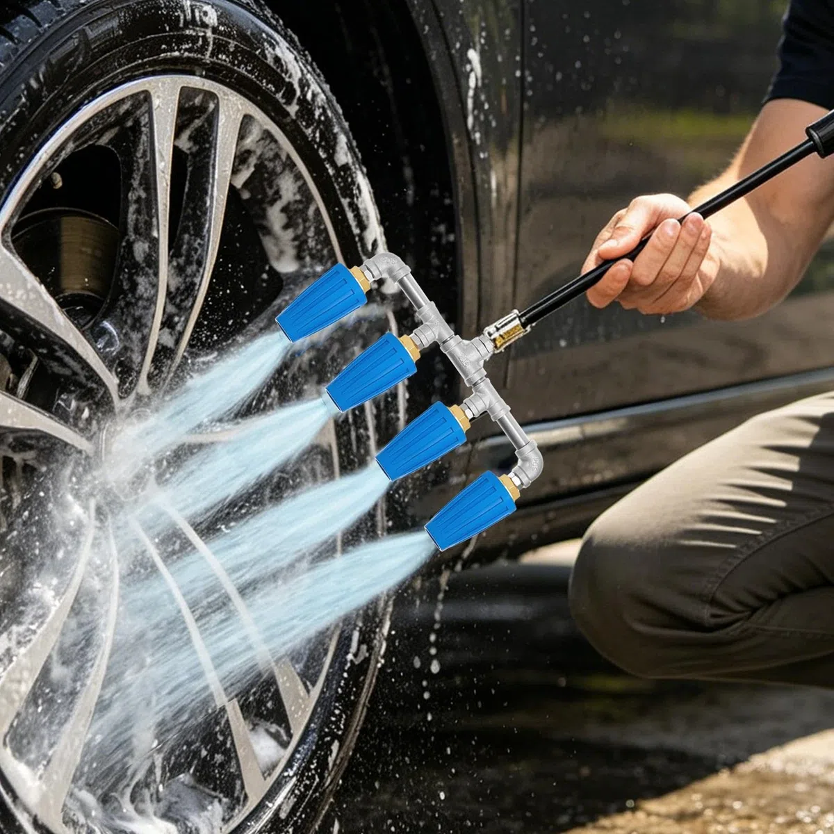 Boquilla Hidrolavadora Acero Inoxidable Arandela Agua Rociador | Manguera Alta Presión Boquilla Para Lavado De Coches, Riego Y Limpieza De