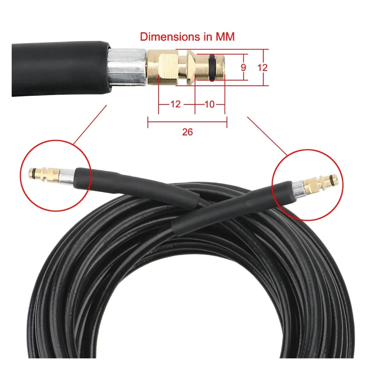 Manguera De Alta Presión For Coche, Compatible con Karcher K7 K5 K3 K2, Extensor De Tubo De Agua For Pistola De Lavado De Lavadora De 6/10/15 M(15m)