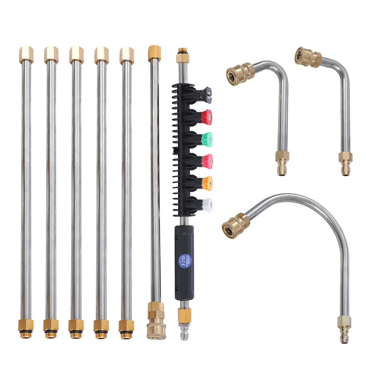 AIM Tools Varita de Extensión para Lavadora a Presión 10 Piezas 4000PSI Lanza de Lavadora Eléctrica con 5 Puntas de Boquilla, Conexión Rápida de 1/4", Accesorio Limpiador de Canalones