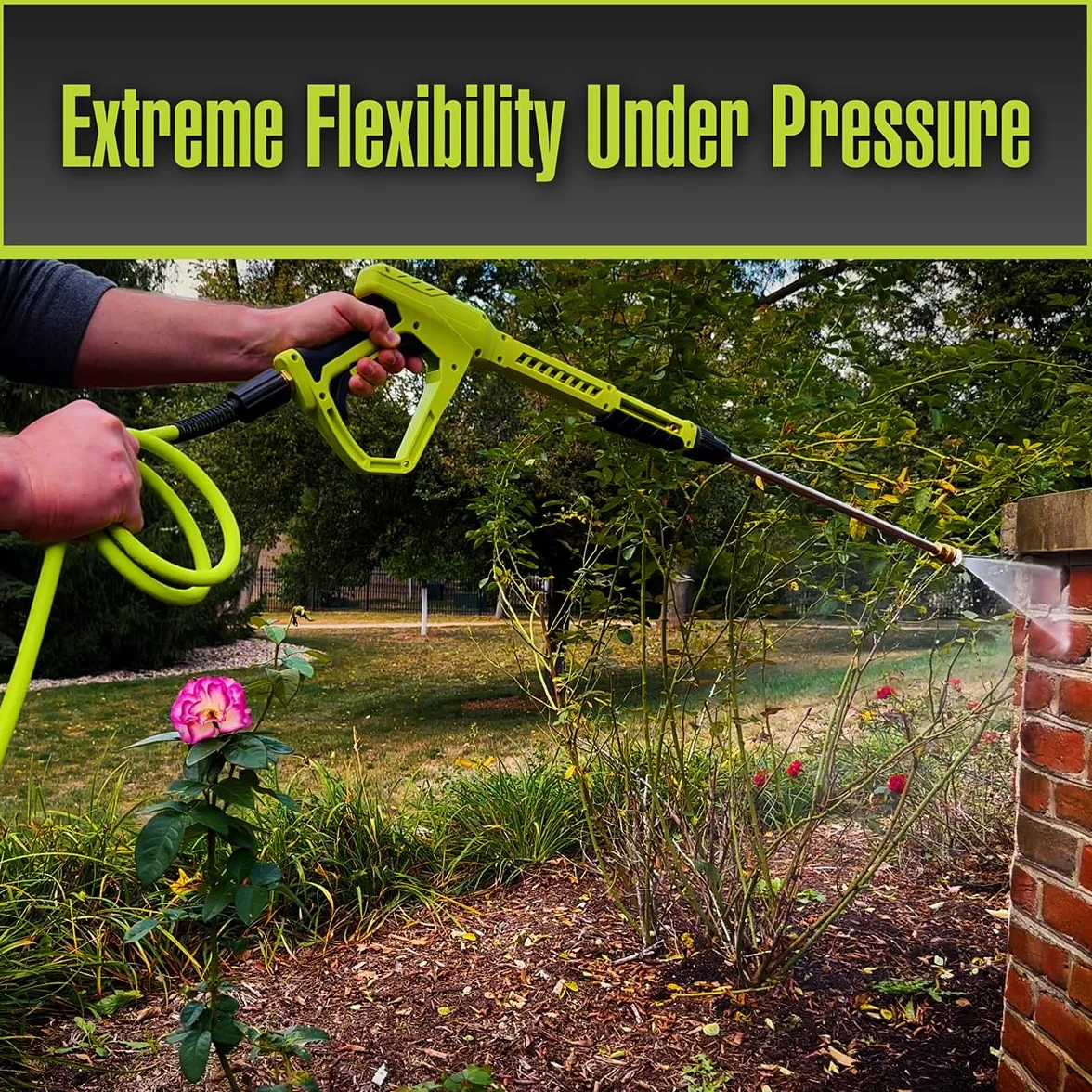 Flexzilla HFZPW426050Q-E Manguera para hidrolimpiadora de 4200 psi, (3/8") 0,95 cm x 15,2 m, color verde fosforecente (ZillaGreen)