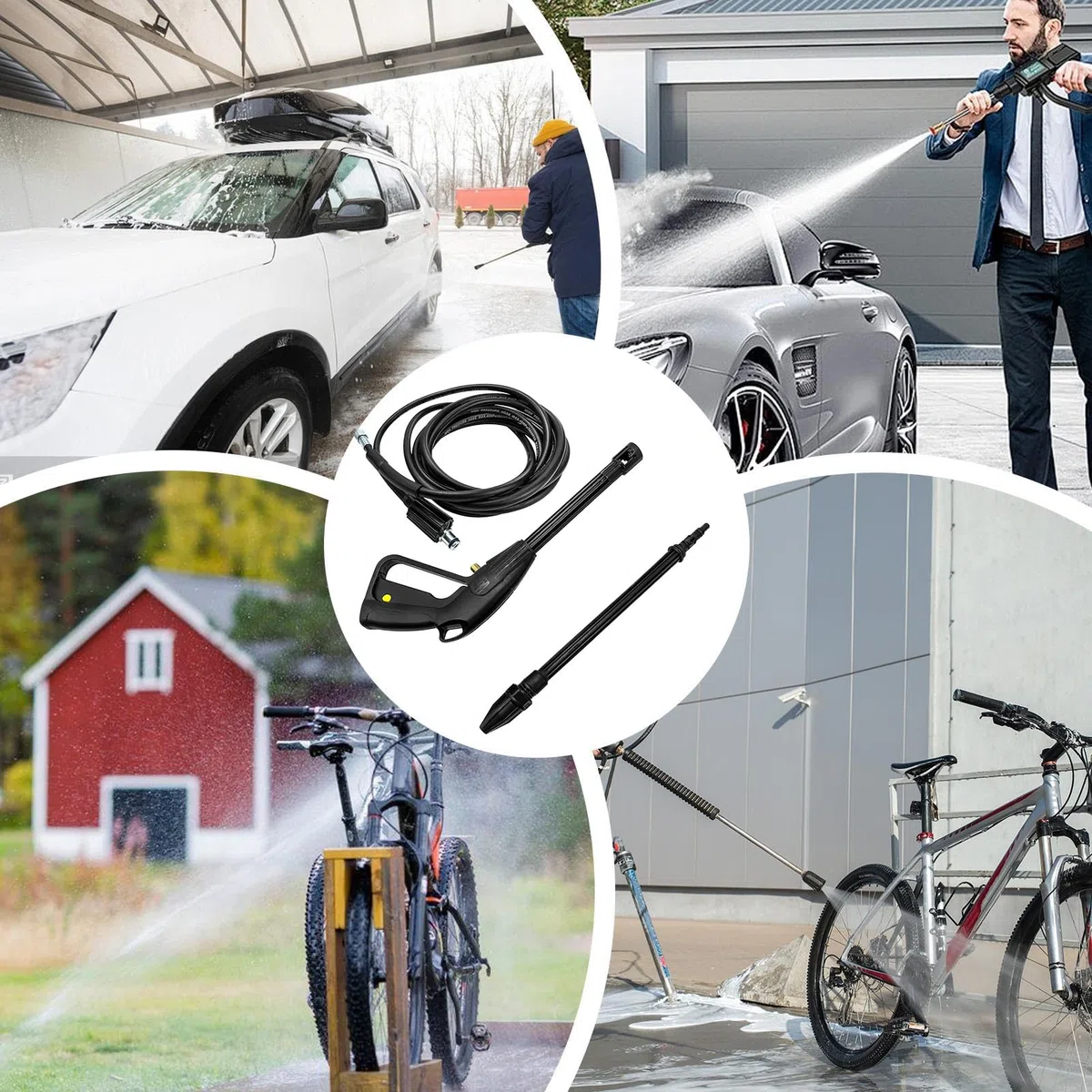 Lanza De Alta Presión Accesorios para limpieza con agua doméstica | Hidrolimpiadora Coches Manguera Flexible Para Vehículos Suelos Paredes Patios Terrazas Y Accesos
