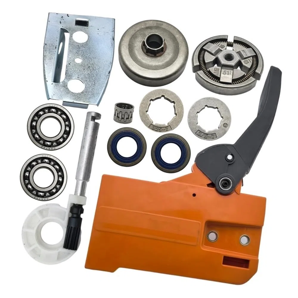 Kit de Aceite de manija de Freno de Cadena de Cubierta Lateral de Tambor de Embrague Apto for Motosierra Rancher Husqvarna 50 51 55 con Placa de Barra de Sellos de Aceite de rodamiento