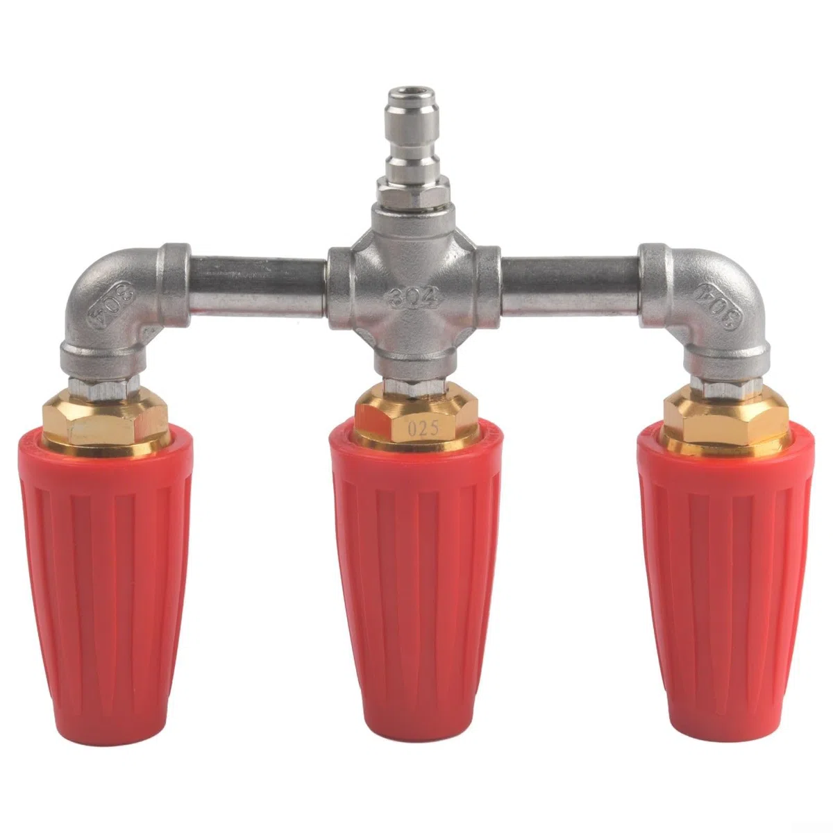 Boquilla de lavado a presión Triple Turbo | Pulverizador doble giratorio 360, conexión rápida de 1/4 pulgadas(Red)