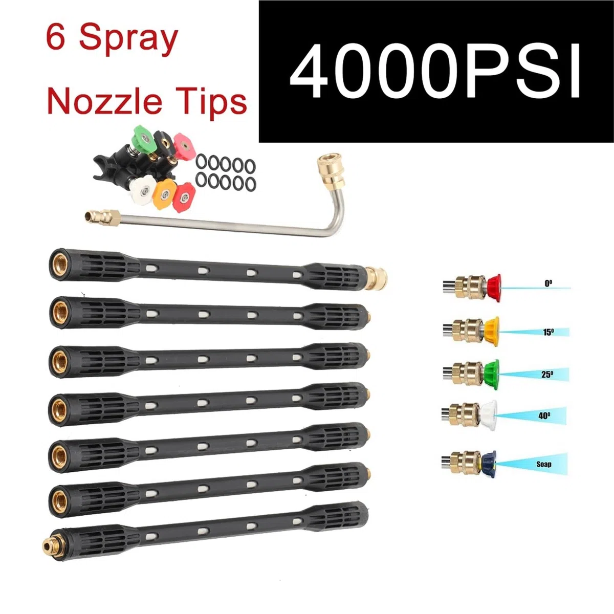 Lanza De ExtensióN Para Hidrolimpiadora Herramienta de limpieza canaletas con conector rápido 1/4", 4000 PSI, varillas extensión for hidrolavadora, limpiador techos boquillas(11.8*7*21.9cm)