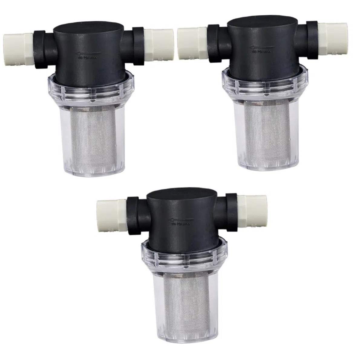Gatuida 3piezas Filtro De Agua para Lavadora y Jardín con Conexión De Alta Presión Incluye Tubo PVC Malla para Proteger Hidrolimpiadoras y Mangueras De Jardín Negro