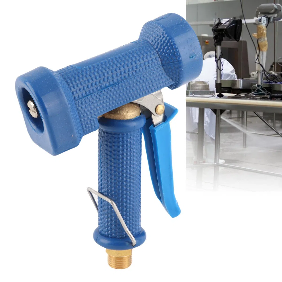 Boquilla azul de alta presión de cobre + cubierta de goma, pulverizador de agua de alta presión para hotel, restaurante y cocina, boquilla de descarga de latón caliente