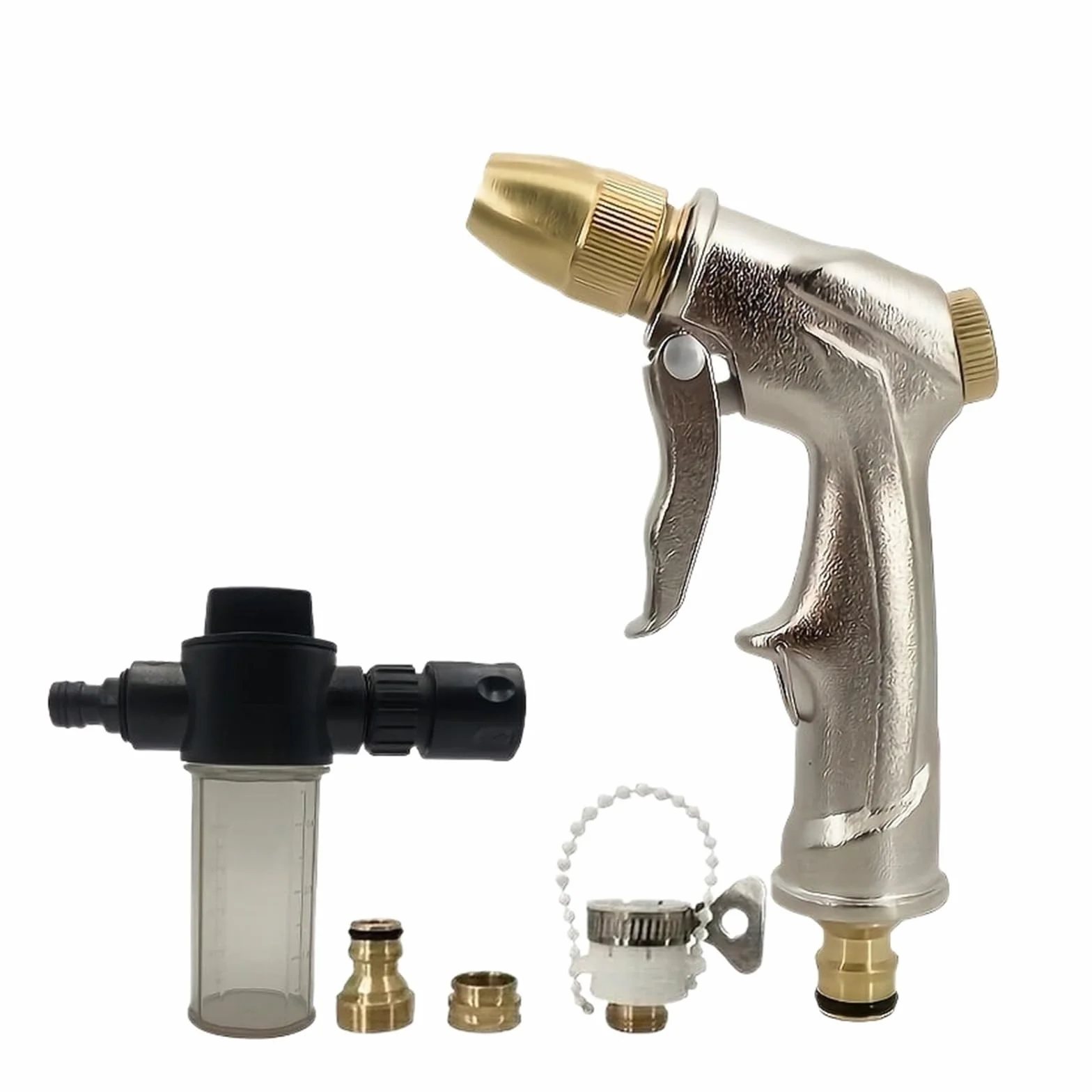 Pistola pulverizadora for manguera de jardín, portátil, agua a alta presión, ajustable, limpieza de metales, máquina de lavado de coches, boquilla de riego, espuma rociadora(Water Gun Set)