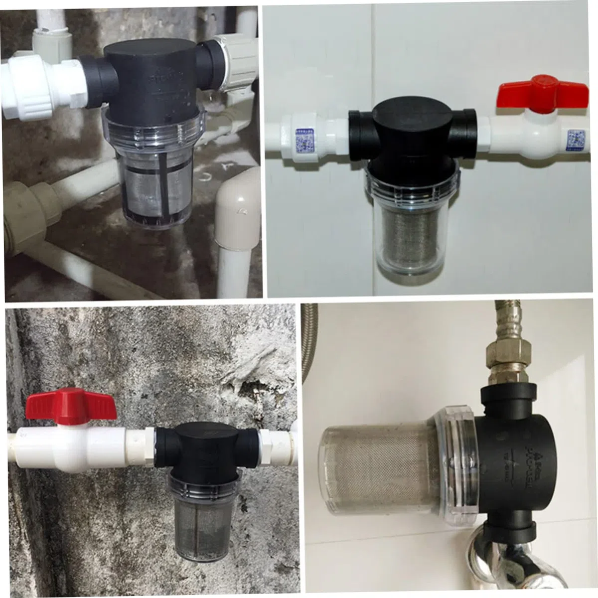 Gatuida 3piezas Filtro De Agua para Lavadora y Jardín con Conexión De Alta Presión Incluye Tubo PVC Malla para Proteger Hidrolimpiadoras y Mangueras De Jardín Negro