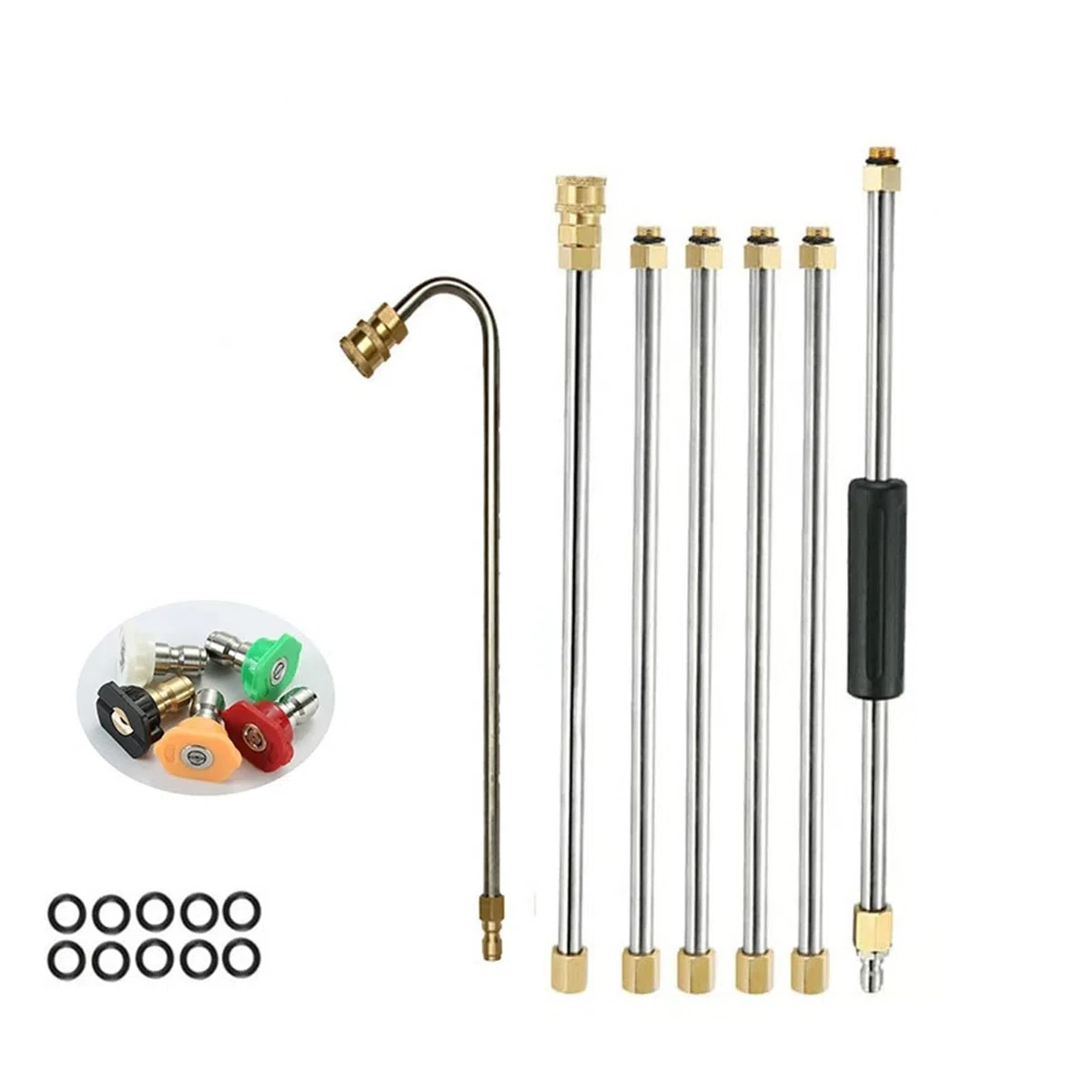 Varilla de extensión for hidrolimpiadoras con codo en U y conexión rápida 1/4", 4000 PSI, longitud total 256 cm, for largo alcance