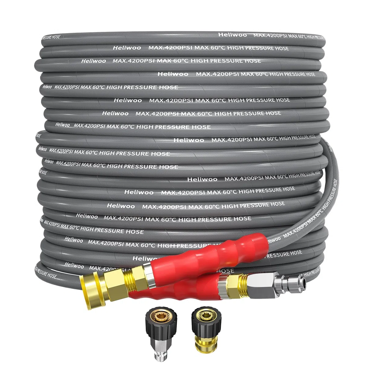 Manguera de lavado a presión de 50 pies, manguera de extensión de alambre trenzado de 4200 PSI, manguera de extensión de 1/4 pulgadas de alta resistencia, flexible resistente a las torceduras,
