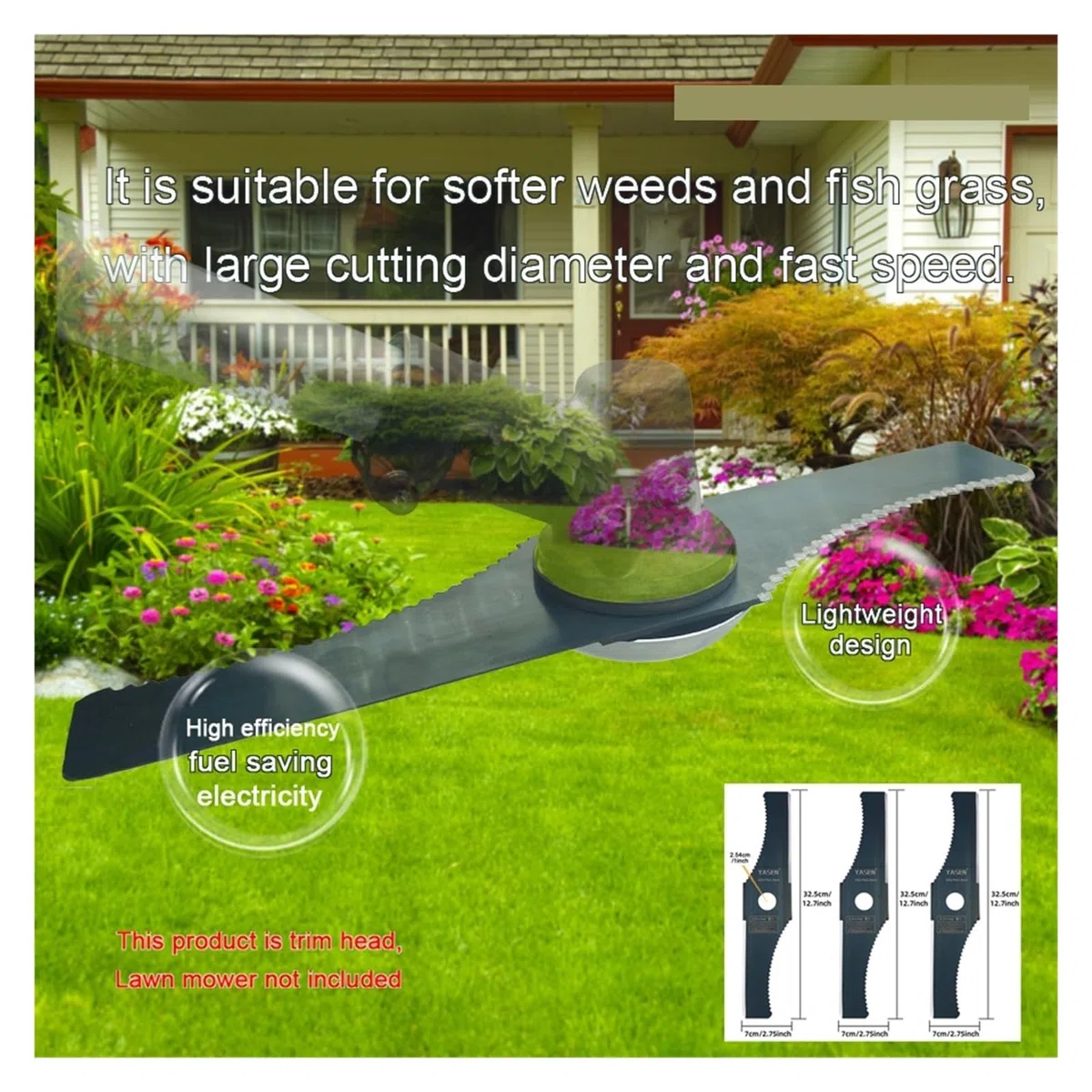 Genérico Cuchillas for desbrozadora en Forma de S, compatibles con Cabezal de Corte Giratorio, Cuchilla Dentada for deshierbe de 12,7 Pulgadas