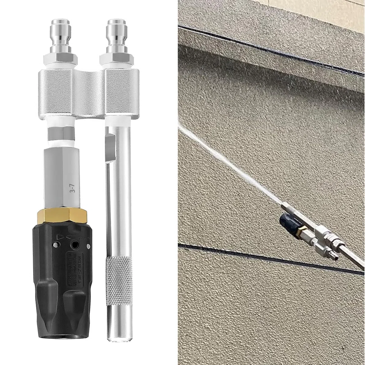 Boquilla giratoria Tip M5, lavado de jabón de largo alcance 3-7 GPM 1000-6000 psi, conexión rápida de 1/4 pulgadas para ahorrar escaleras, material de acero inoxidable