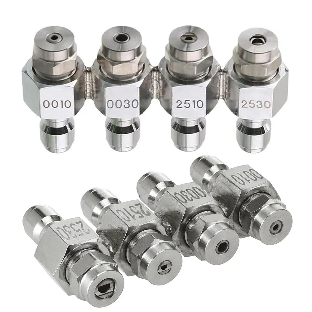 Boquilla de pulverización de abanico plano, Kit de boquilla pulverización en abanico plano 4 vías acero inoxidable con conexión rápida 1/4", 2 piezas(2pcs)