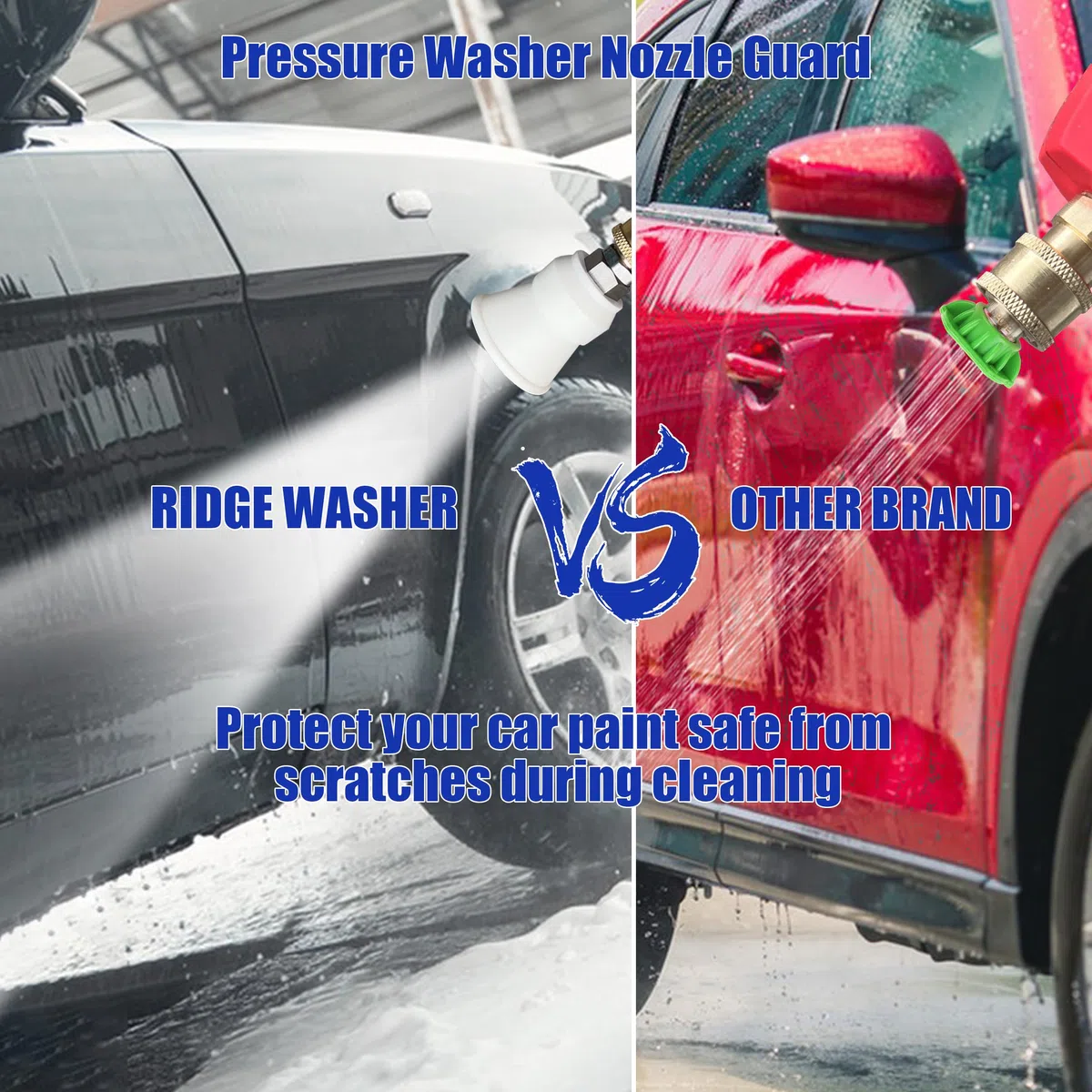 RIDGE WASHER Protector de boquilla de lavado a presión, puntas de boquilla de lavadora eléctrica con soporte protector, 5 puntas de lavado a presión con conexión rápida de 1/4 pulgadas, orificio 2.5