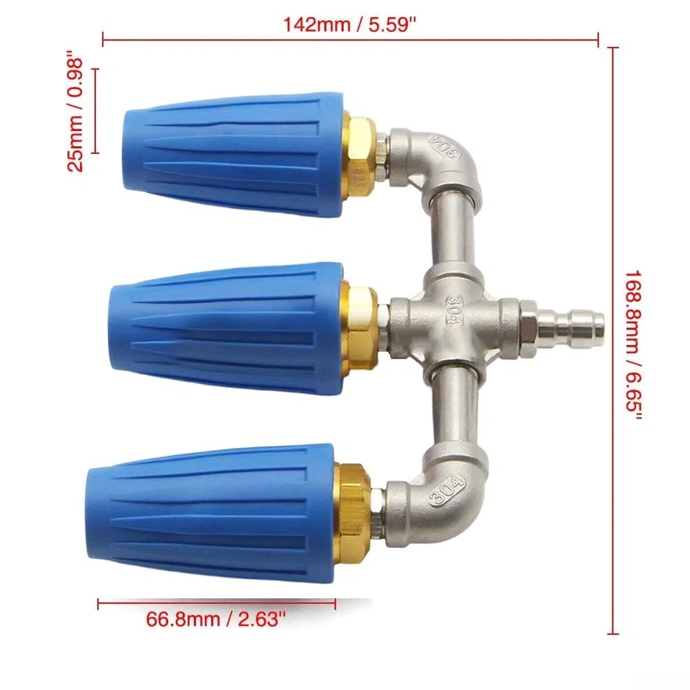 Boquilla Triple Turbo azul | Para lavadoras a presión de alto flujo, limpieza eficiente en agua