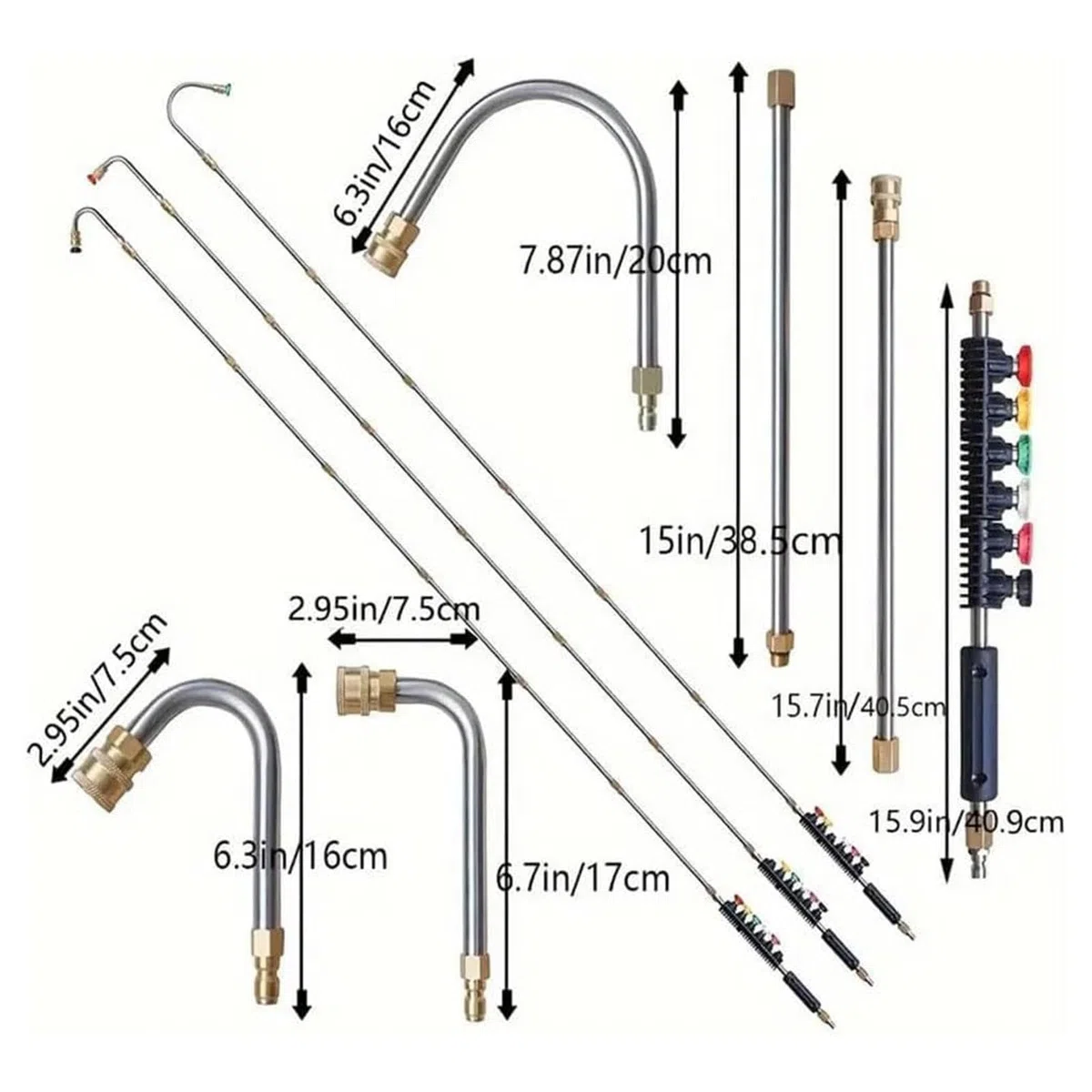 Varilla de a presión Kit Con Lanza Telescópica Para Limpiadora A Presión | Tubo de Extensión para Limpiador de Canaletas para Patio Terraza Jardín Calzada Valla Techo
