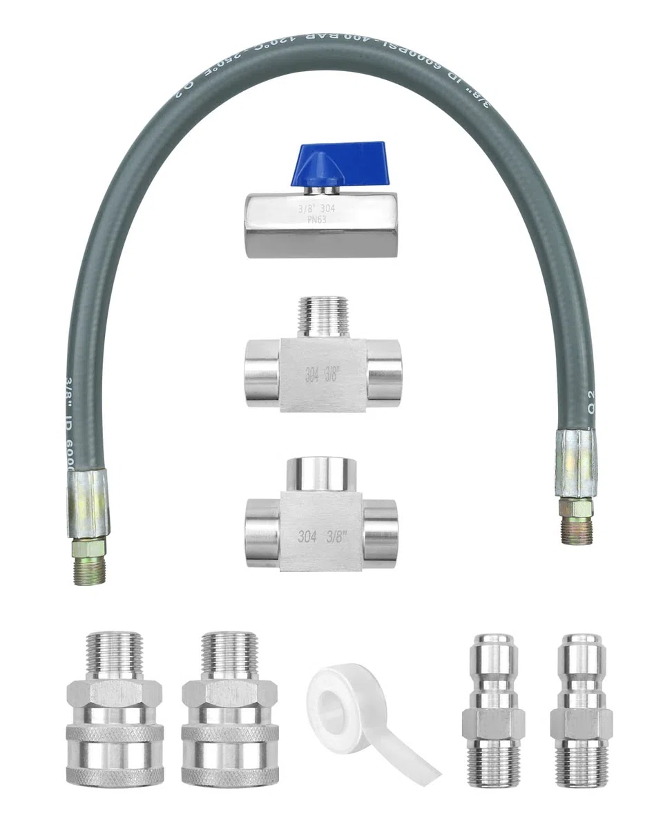 Kit de derivación de inyector químico de 3/8 pulgadas para lavadora a presión, acopladores rápidos inoxidables, 6000 PSI