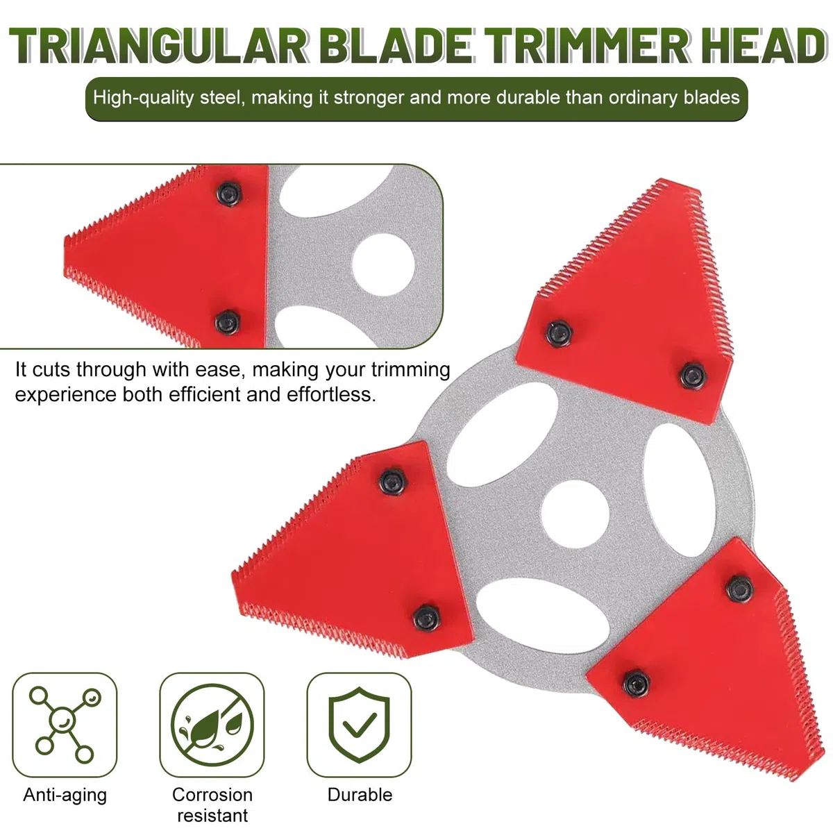 Cuchilla de repuesto para desbrozadora triangular, cuchillas de repuesto, diámetro interior 25,4 mm/1 pulgada, dispositivo de extracción de malas hierbas, cabezal de hilo para desbrozadora y