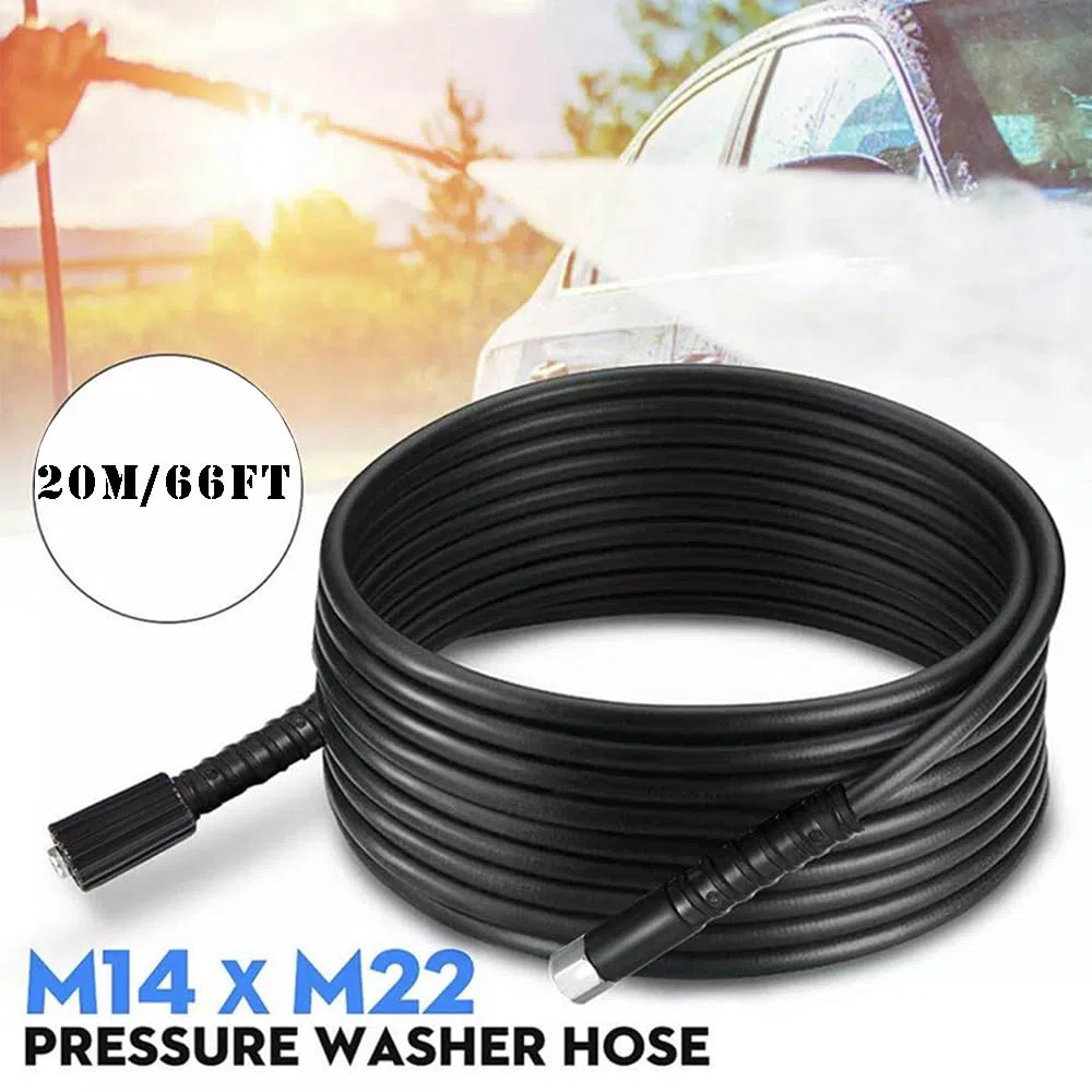 Manguera de lavado de alta presión de 20 m, M14 x M22, 14 mm para lavado de coche, limpieza de jardín, flexible, universal, rendimiento pesado