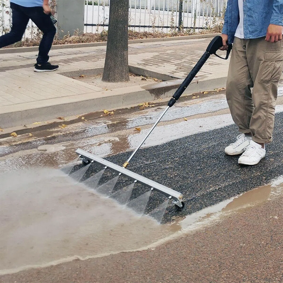Limpiador de Bajos para Hidrolavadora de 4000 PSI, 7 Boquillas de Conexión Rápida de 1/4'', Escoba de Agua de Alta Presión de 100 Cm para