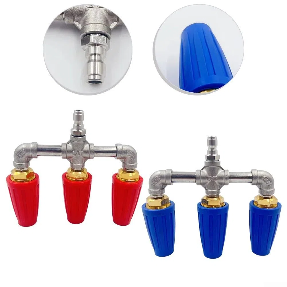 Boquilla turbo for lavadora a presión | Boquilla triple, rotación de 360, multicolor, eficiencia de limpieza(Blue)