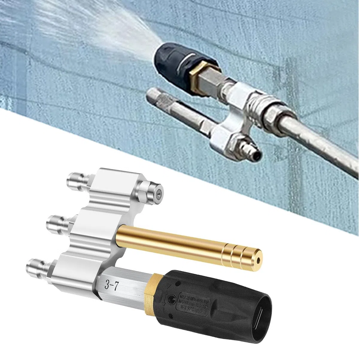 Jeffergarden 3 en 1 Puntas de Lavadora a Presión 1/4 Pulgada Inyector Aguas Abajo XJET M5 Spray Boquilla Retorcida de Presión Longs Boquilla de