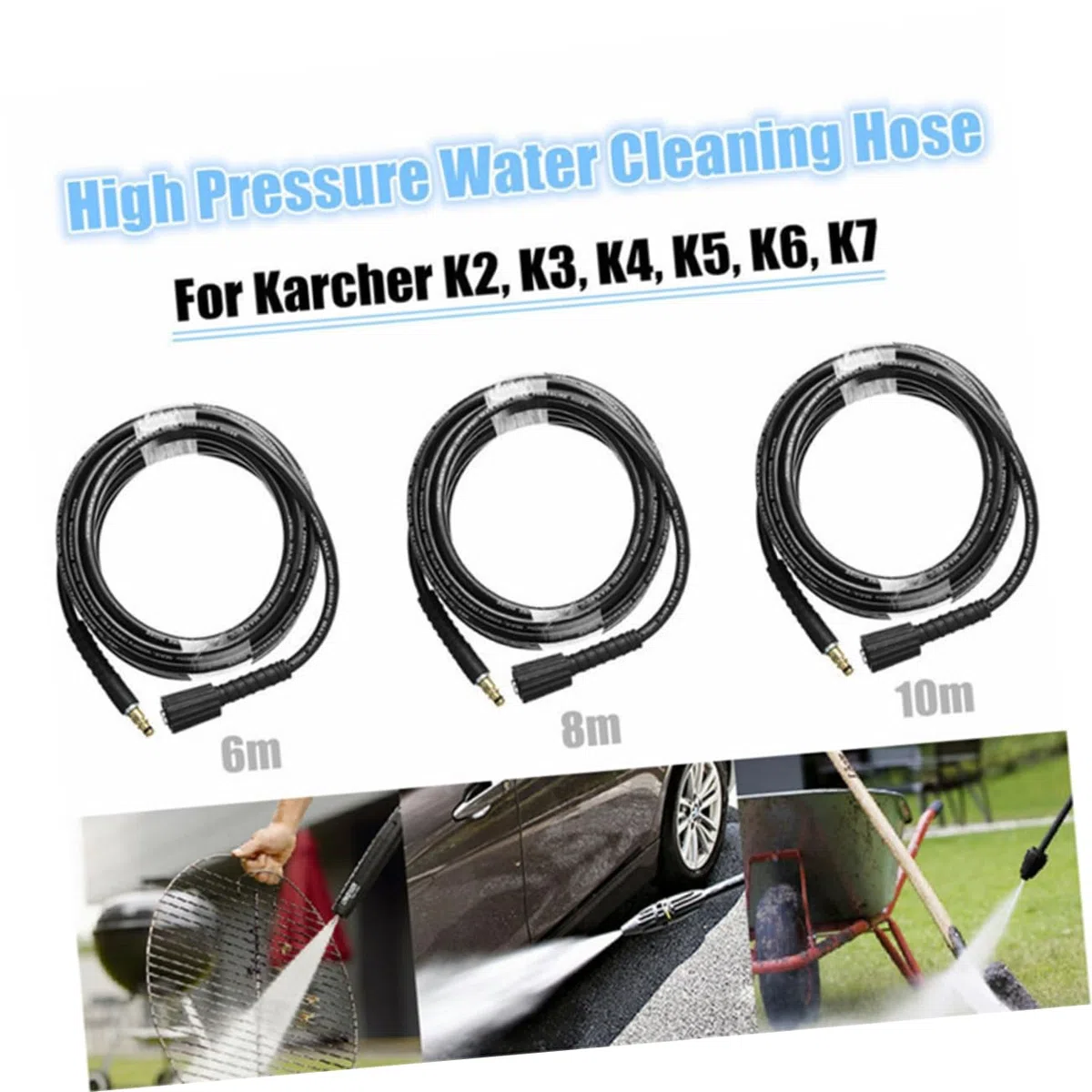 Gatuida Manguera de Plástico Pvc Uso para Agua Fría para Lavadora de Alta Presión Adecuado para Limpieza de Autos y Calentador de Agua de Coche