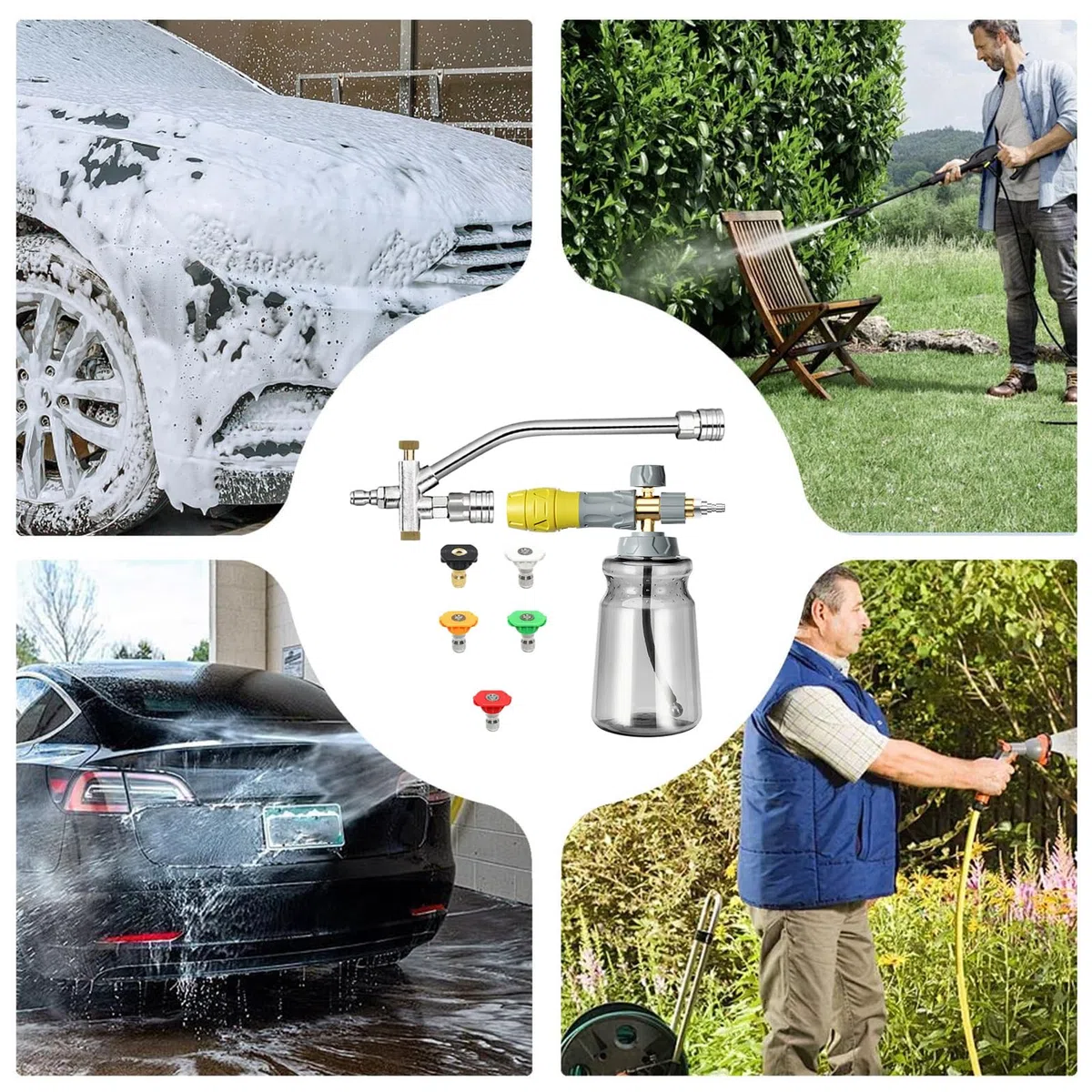 Cañón de Espuma para Manguera Lanza Espumadora Tool Daily Con Conector | Equipo De Lavado Para Coche Entrada Valla Techo Fachada Exteriores