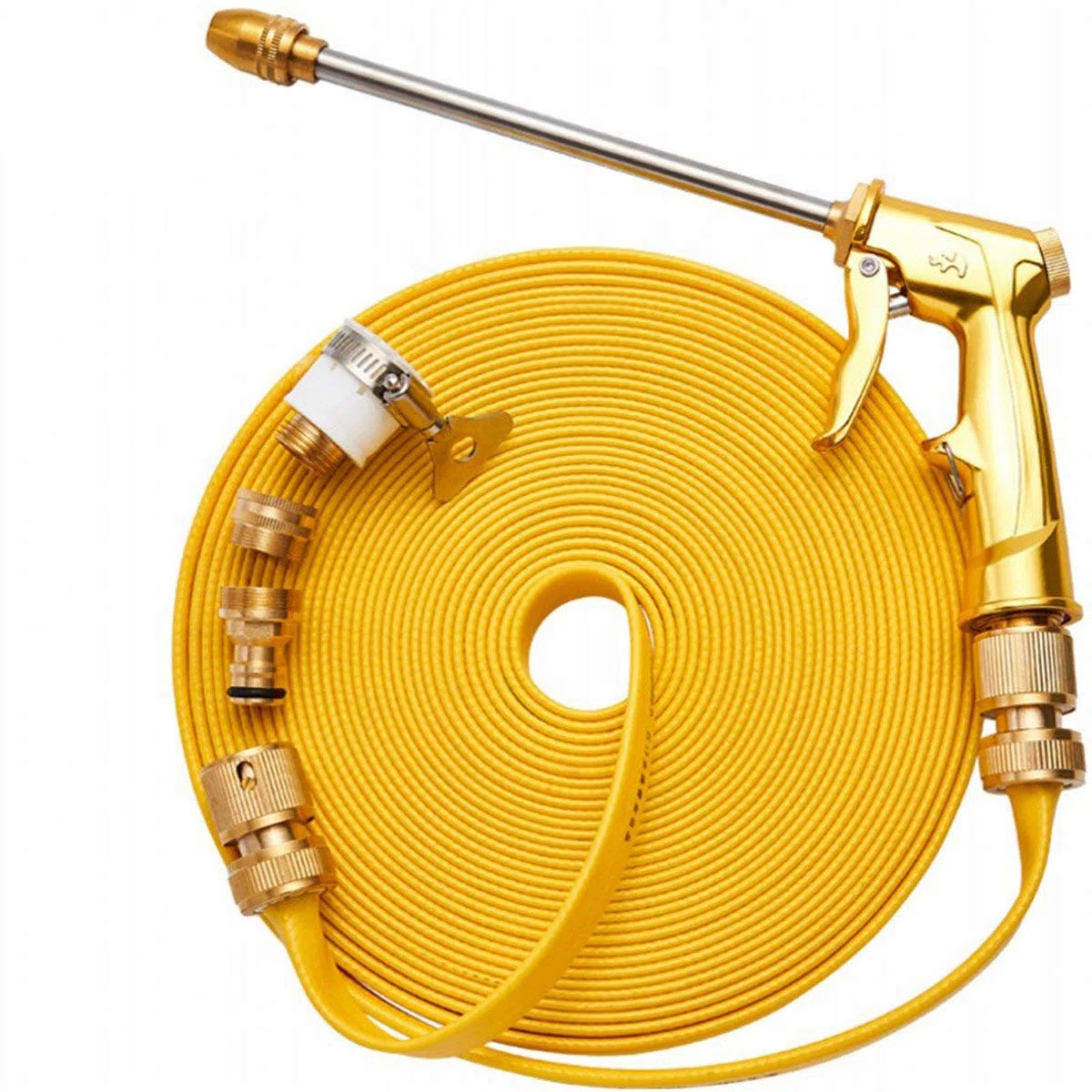 ChaRLes 10M Lavadora De Presión Limpieza Manguera Tubo Dorado +Extension Agua G-Un +5 Conectores