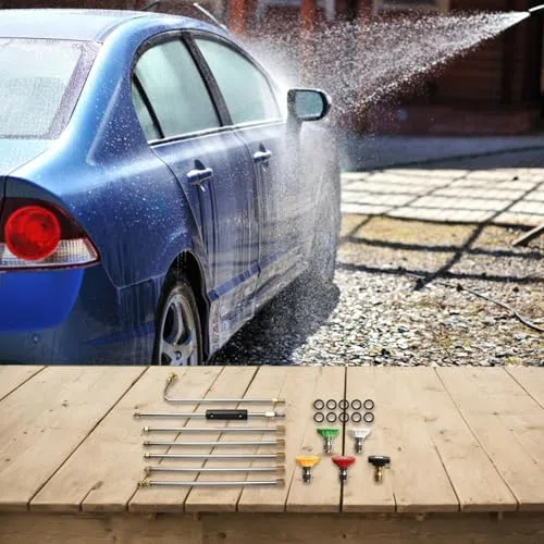 Kit de varita de extensión de limpieza de canalones con 5 boquillas para lavadora a presión, lanza de pulverización de alta potencia de 4000 PSI, juego de limpiador de techo de barra curvada