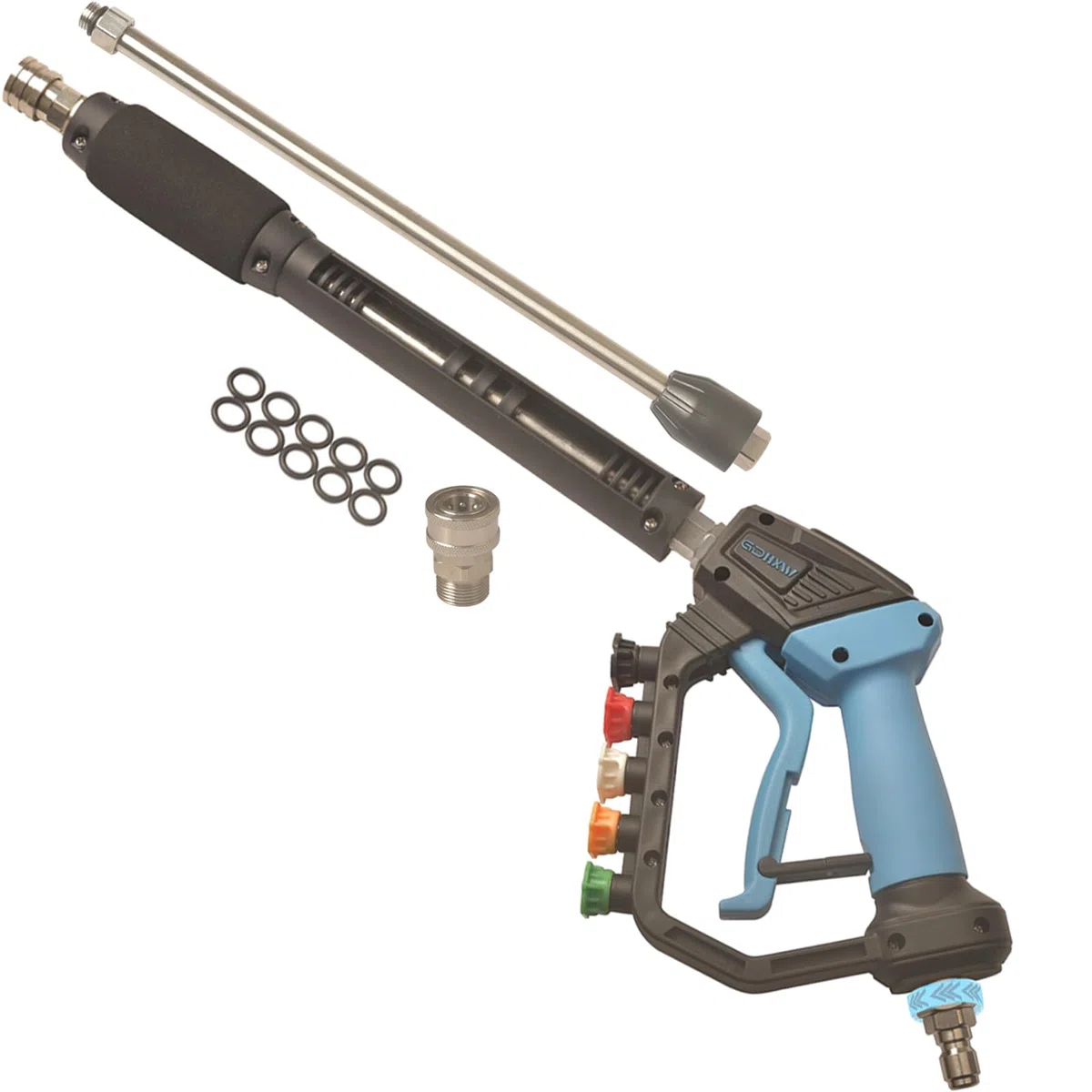 GDHXW Pistola de lavado a presión ajustable de alta potencia con giratorio, con 2 varitas de extensión, 5 boquillas, 10 juntas tóricas, adaptador de rosca de 5000 PSI para lavadora a presión