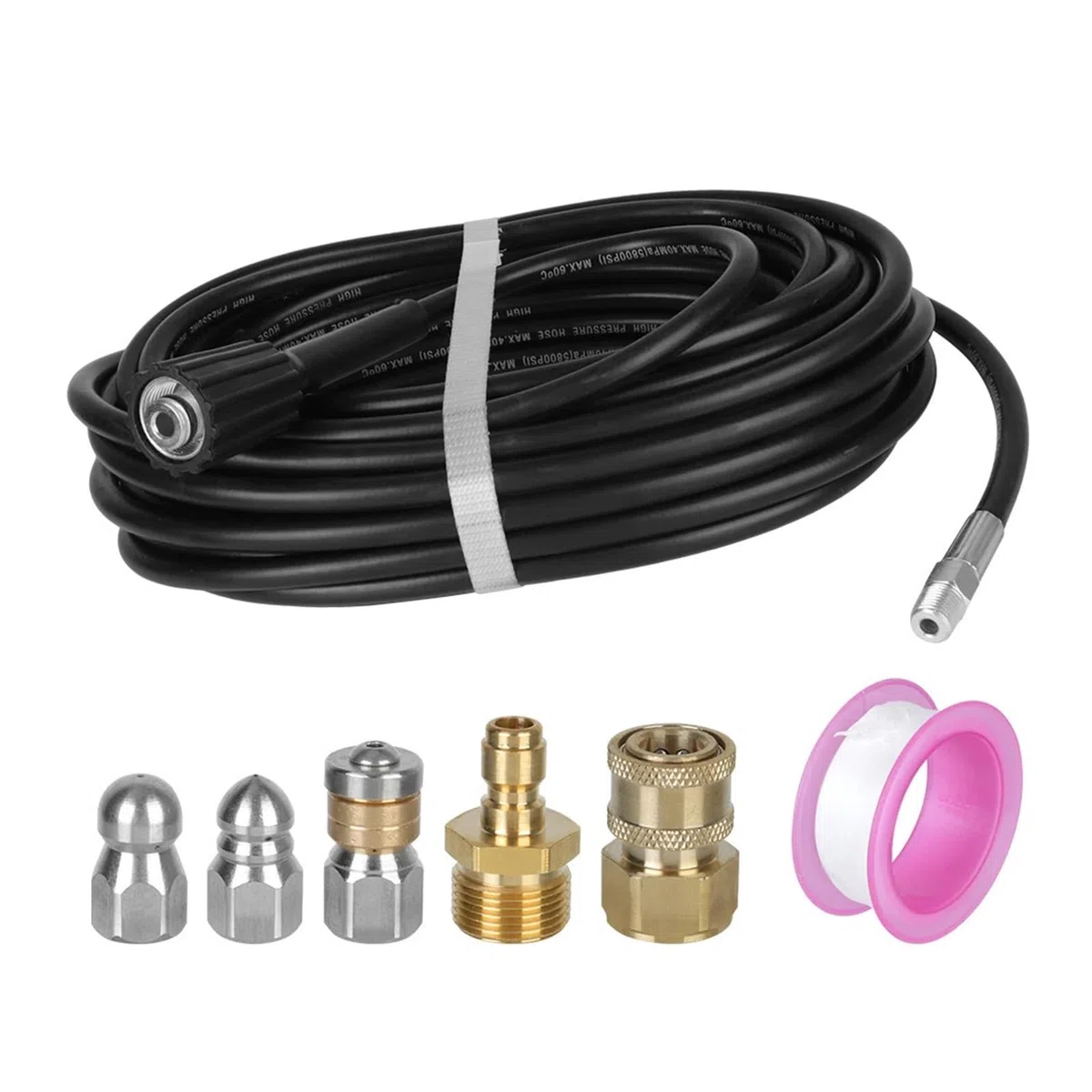 VNE Boquillas de Lavadora de Alta presión for Coche, 5800PSI, 400bar, Manguera de 15m, Adaptador M22 de 1/4 ", Tubo de extensión de Limpieza, Kit Diario de Chorro de alcantarillado