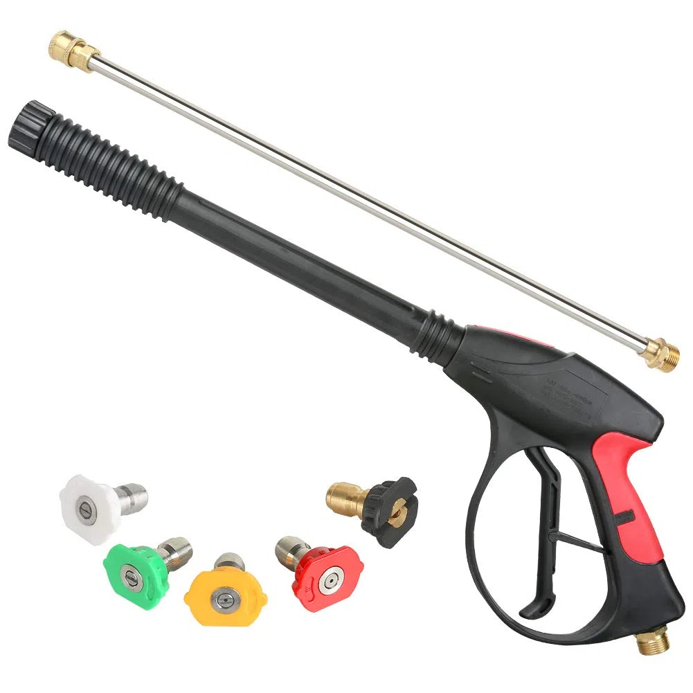 Sooprinse Pistola de Alta presión para Pistola de pulverización con extensión de 48 cm, 5 boquillas de conexión rápida para Honda Excell Troybilt, Generac, Simpson, Briggs Stratton