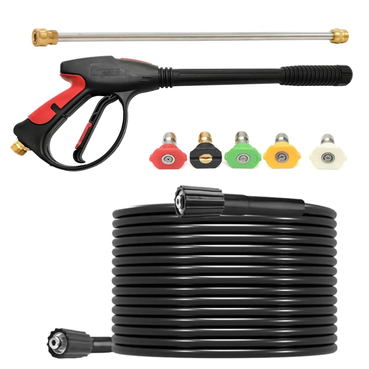 Kit de manguera de lavado a presión eléctrica de 26 pies, pistola y varita de extensión para lavadoras a presión de gas y eléctricas, pistola de lavado de longitud ajustable de 40 pulgadas