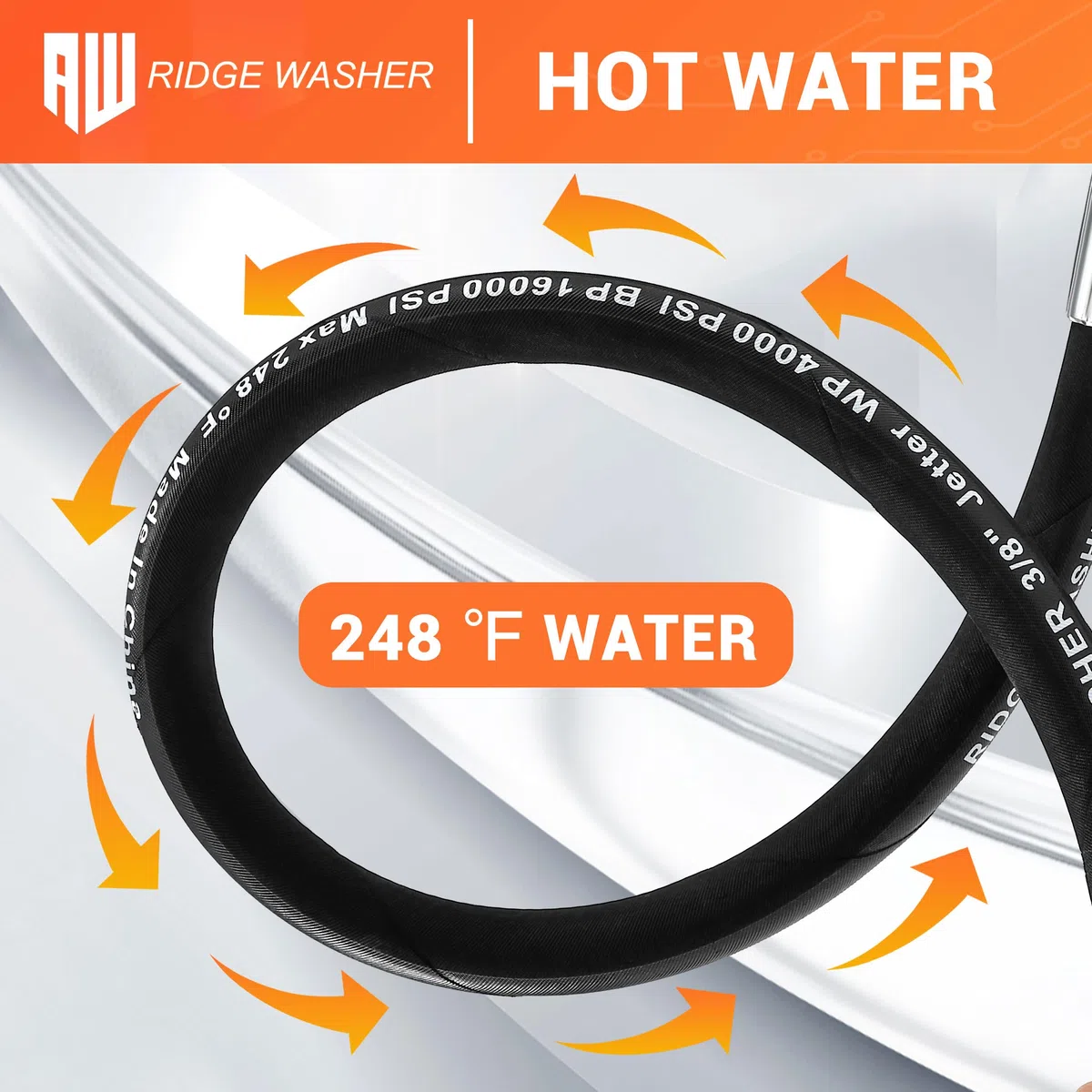Ridge Washer Manguera de látigo para lavadora a presión con giratorio, manguera de puente de lavadora eléctrica de 3/8 pulgadas, mangueras de conector de carrete para lavado a presión con juego de | Mangueras de conector de carrete, juego de adaptadores i