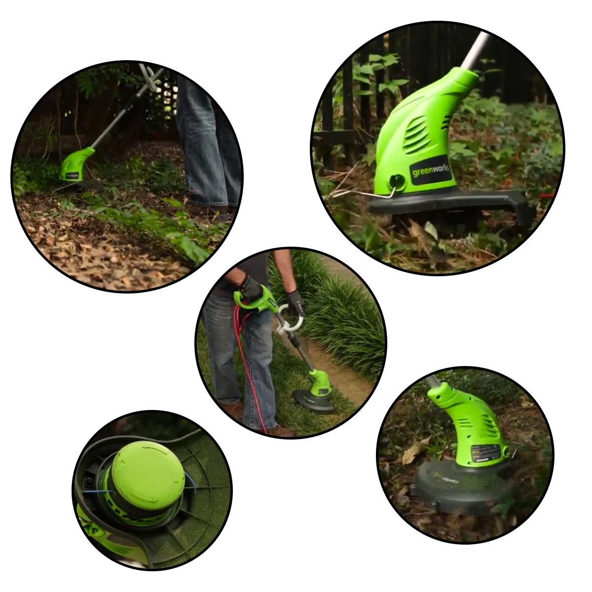 Bobina de repuesto para recortadora de cuerda, tapa de carrete compatible con bobinas de cortacésped Greenworks, recambios de piezas de repuesto (4+1)