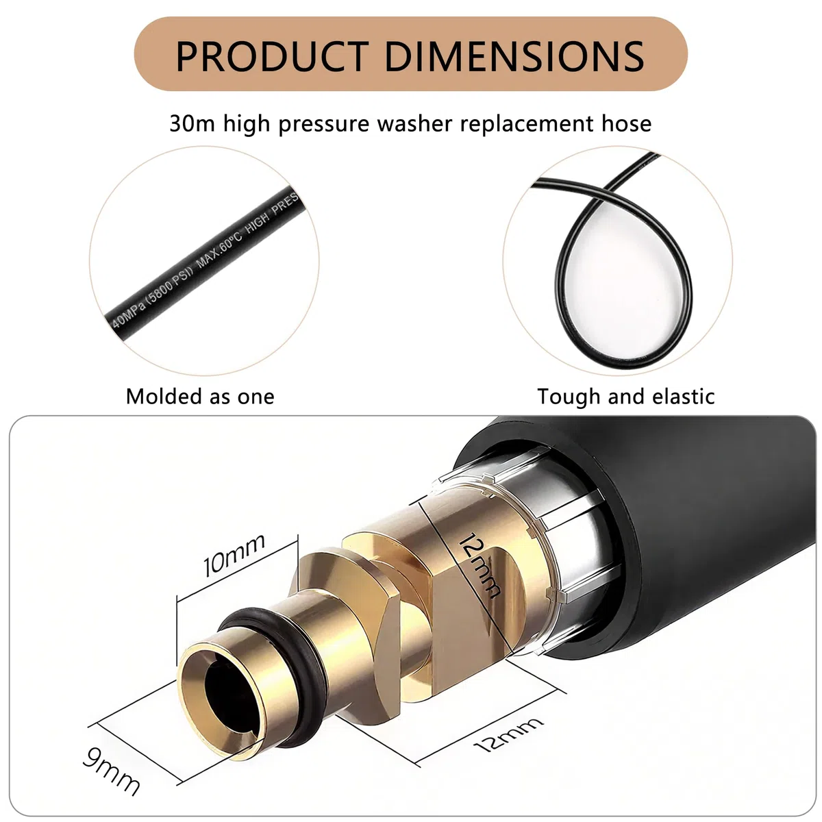 Manguera De Alta Presión De 30 M Para Kärcher K2 K3 K4 K5 K6 K7 Con Sistema De Conexión Rápida Click Quick Connect, Accesorios De Manguera De Alta Presión, Manguera De Repuesto De Alta Presión