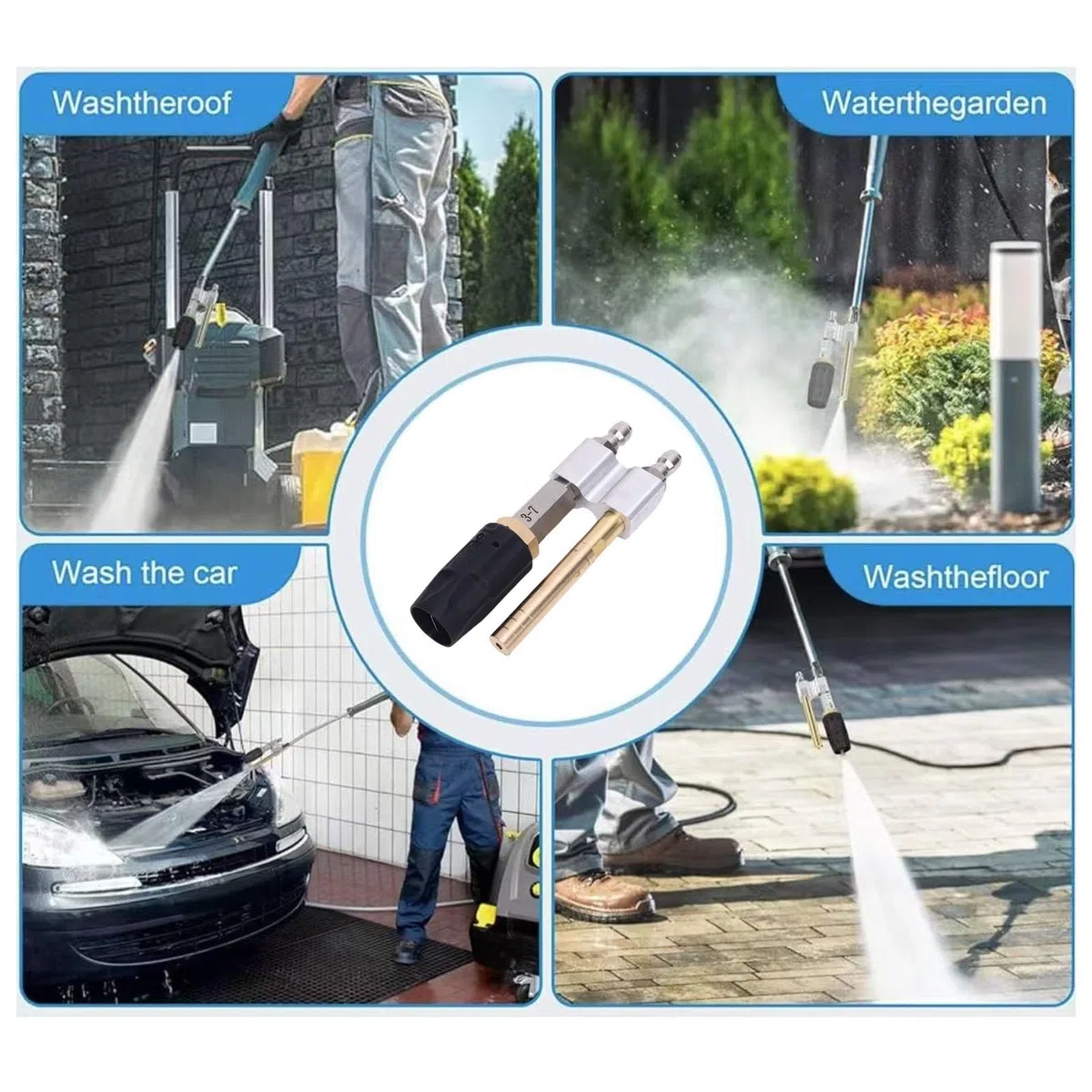Boquilla de lavado suave con spray ajustable de 0 a 60 grados, 1000 a 4050 PSI, ajuste de conexión rápida de 1/4 pulgadas, boquilla giratoria para lavadora de alta