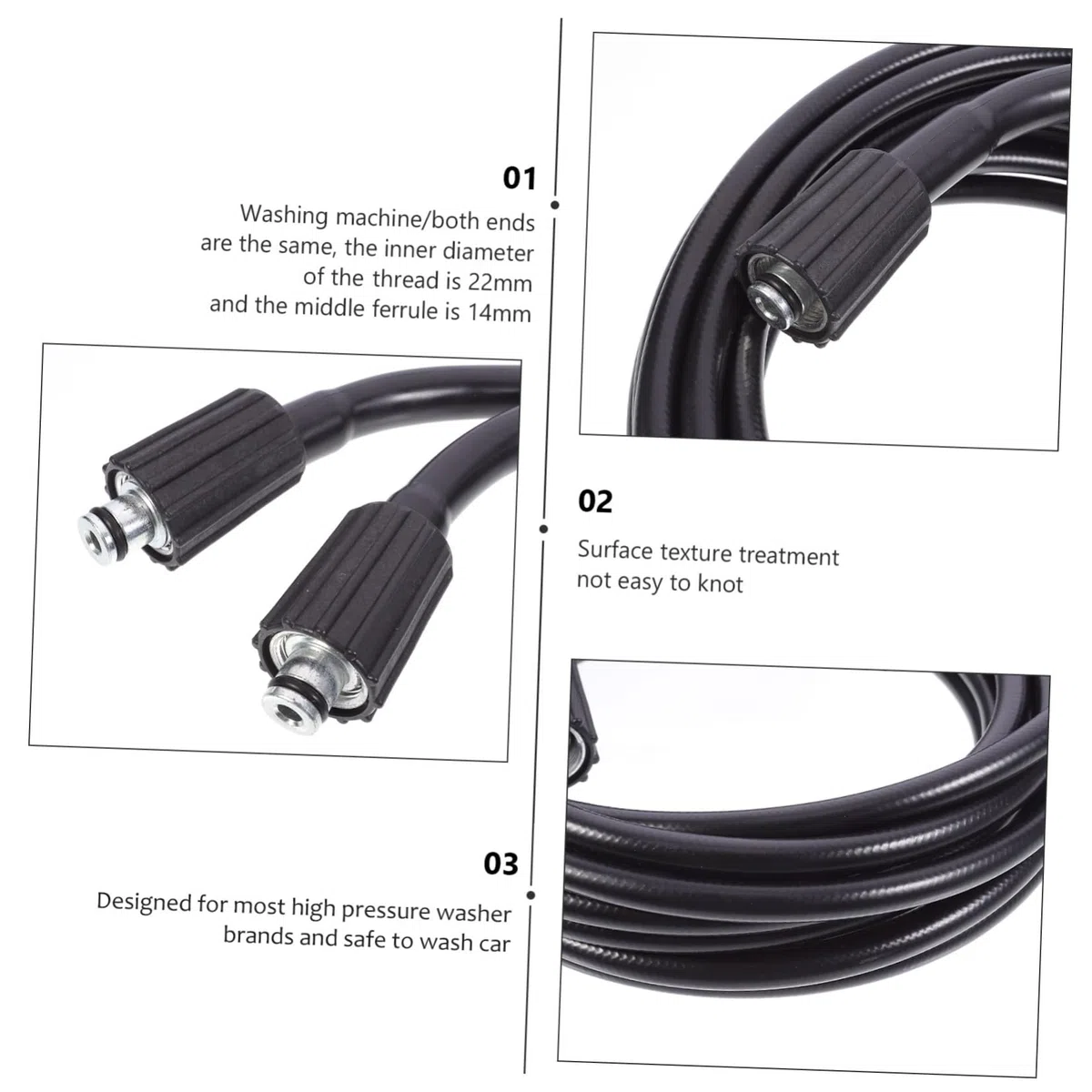 NUOBESTY Manguera de Limpieza para Jardín PVC Resistente Alta Presión con Conexión Lavadora Coche y Exteriores Resistente y Abrasión