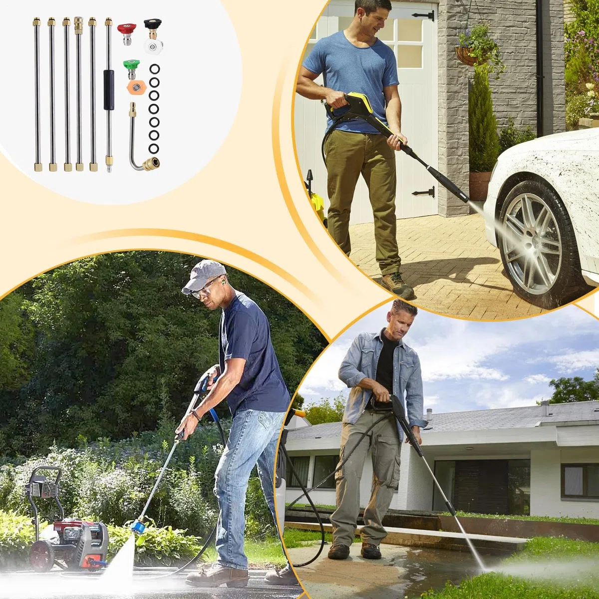 Lanza Extensible Para Hidrolimpiadora - Boquilla Telescópica De | Hidrolimpiadora De 276 Bar | Boquilla De Limpieza De Canalones Potente | Para Jardín, Terraza, Patio, Tejado, Hormigón Y