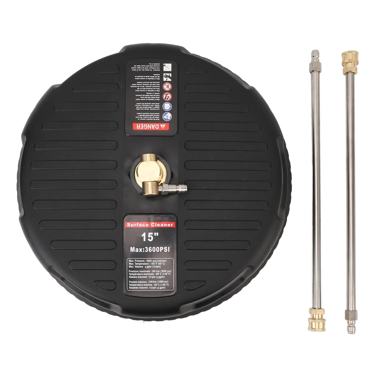 Rengue Limpiador de Superficies para Lavadora a Presión, Carcasa de Acero Inoxidable con Varilla de Extensión, 15 Pulgadas, 4 Ruedas, 4000 PSI, 4 GPM, para Propietarios de Viviendas, Limpieza de