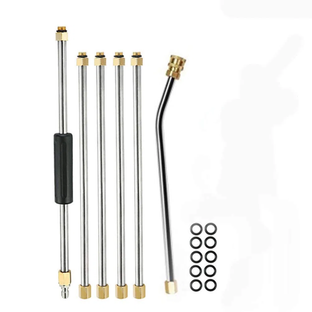 ULTECHNOVO - Juego de 6 alargadores para limpiador de alta presión, accesorio de limpieza de canalones, conector rápido de 1/4 pulgadas, acero inoxidable, para lavado de coches, suelos y paredes