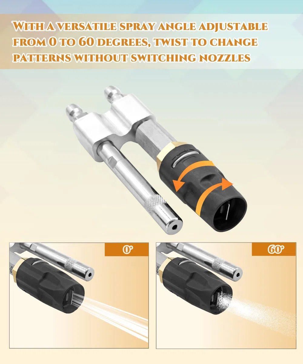 Puntas para hidrolimpiadoras, Boquilla de jabón giratoria M5 ajustable aguas abajo, 3-7 GPM, 1/4 QC, 1000-6000 PSI