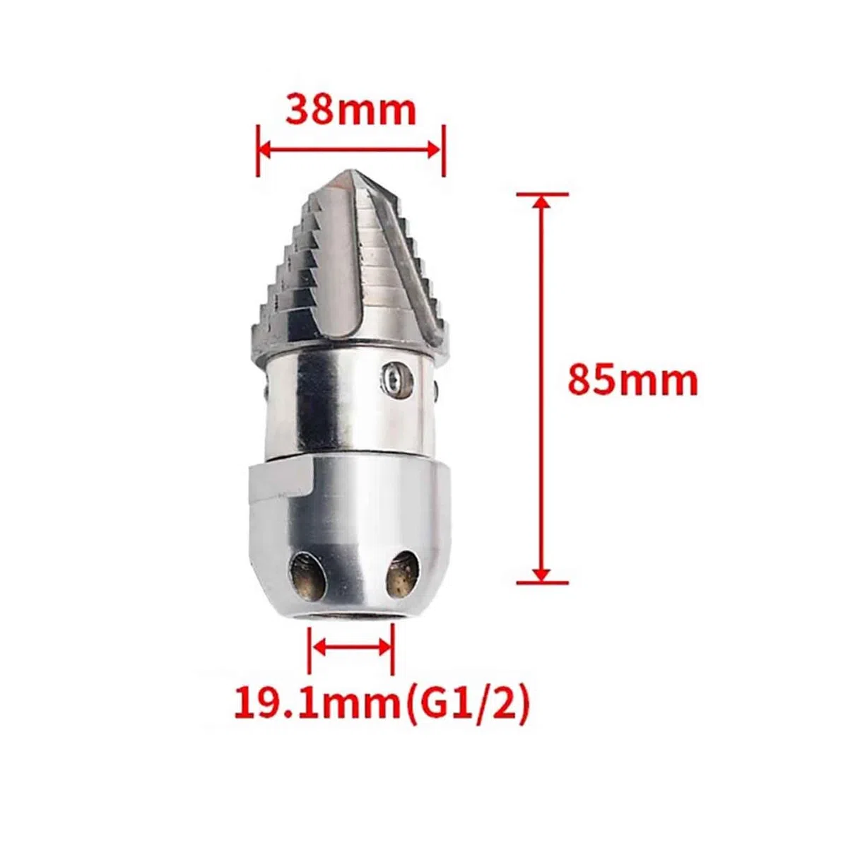 Toplionace Boquilla Giratoria de Alta Presión para Alcantarillado, Pistola de Agua para Limpieza a Alta Presión, Boquilla de Acero Inoxidable para Limpieza de Lodos G1/2 (40L 150KG)