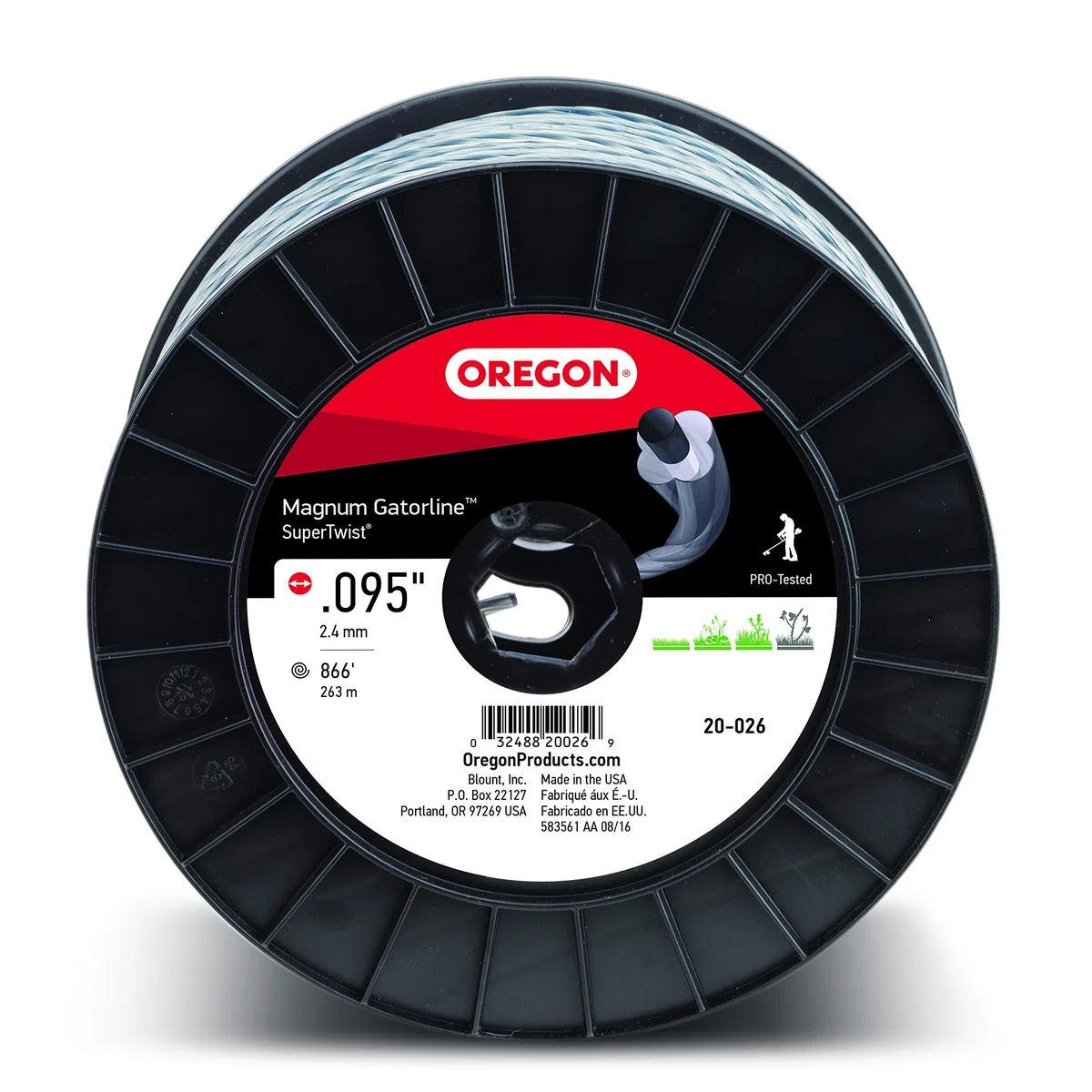 Oregon 20026 SuperTwist Magnum Gatorline - Línea de Recortadora de Cuerdas de 0.095 Pulgadas de diámetro, Carrete de 3 Libras