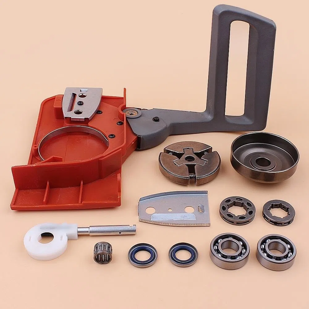 Kit de Bomba de Aceite de manija de Freno de Cadena de Cubierta Lateral de Tambor de Embrague Apto for HUSQVARNA 50 51 55 for Motosierra Rancher con Placa de Barra de Sellos de Aceite de cojinete
